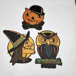 Vintage Luhrs Halloween Die cuts embossed owl witch pumpkin Japan lot